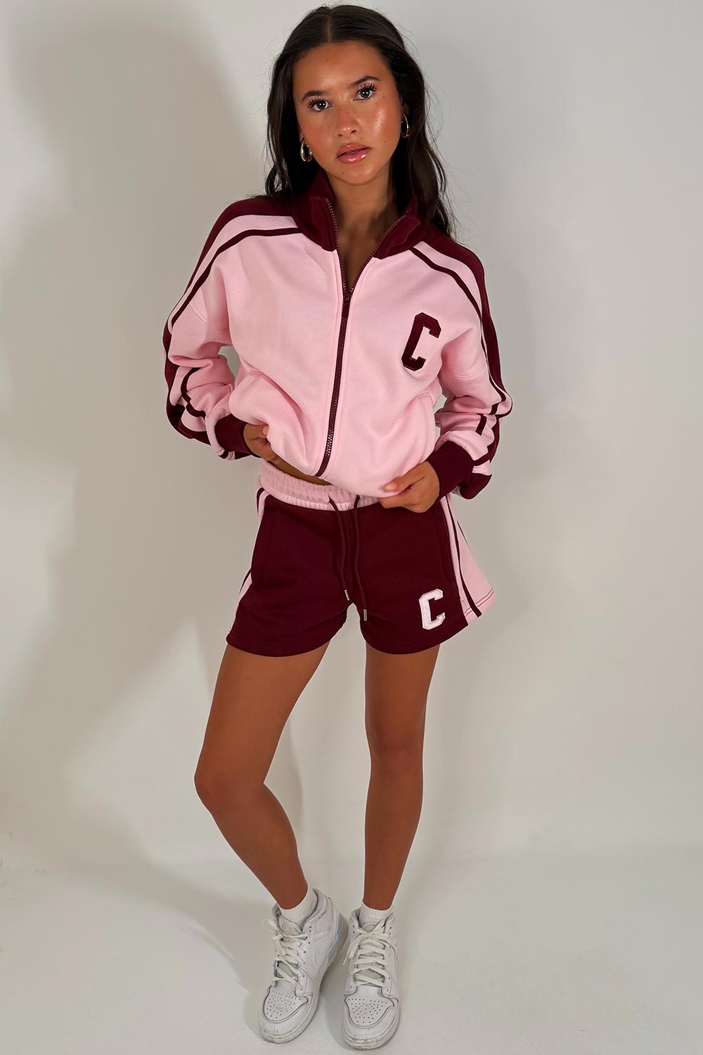 womens short tracksuit with c emblem styledup airport outfit zara uk