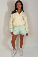 womens zip up shorts tracksuit lounge set airport outfit styledup