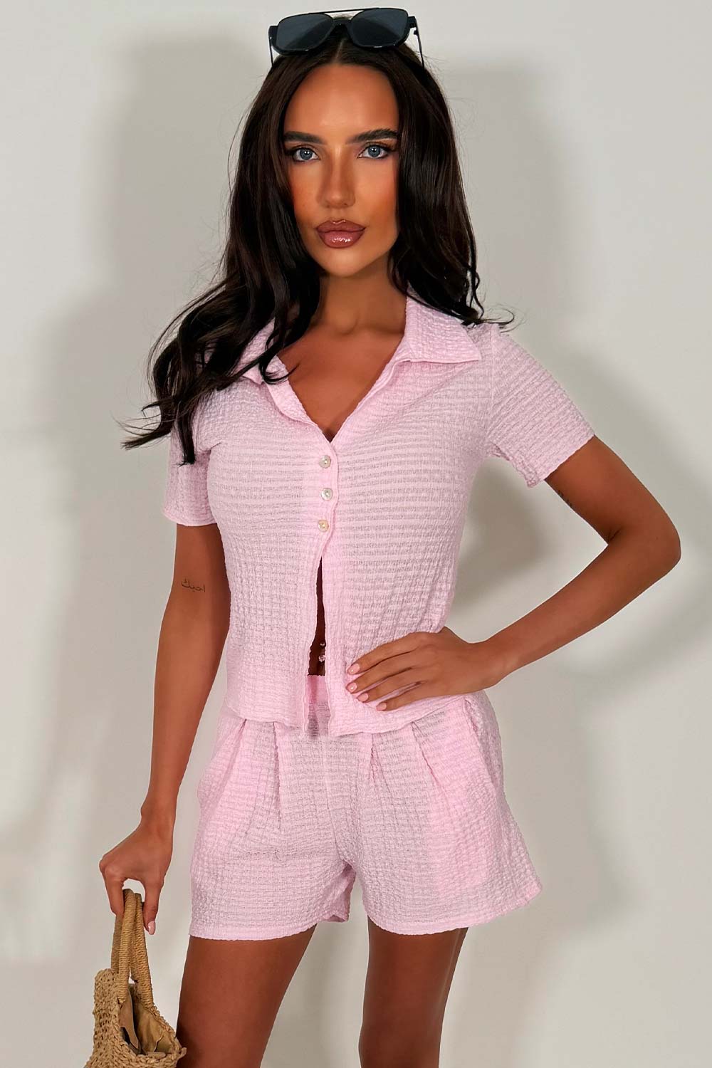 womens summer shorts and top two piece co ord holiday travel outfit styledup 