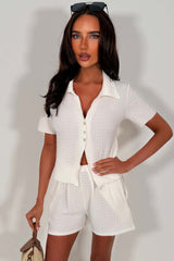 womens summer shorts and top two piece co ord holiday travel outfit styledup 