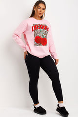 leopard cherry jumper sweatshirt pink