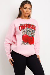 womens leopard cherry jumper sweatshirt 