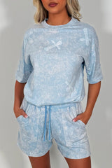 womens cross applique tee shirt and shorts summer lounge set co ord airport travel outfit styledup uk