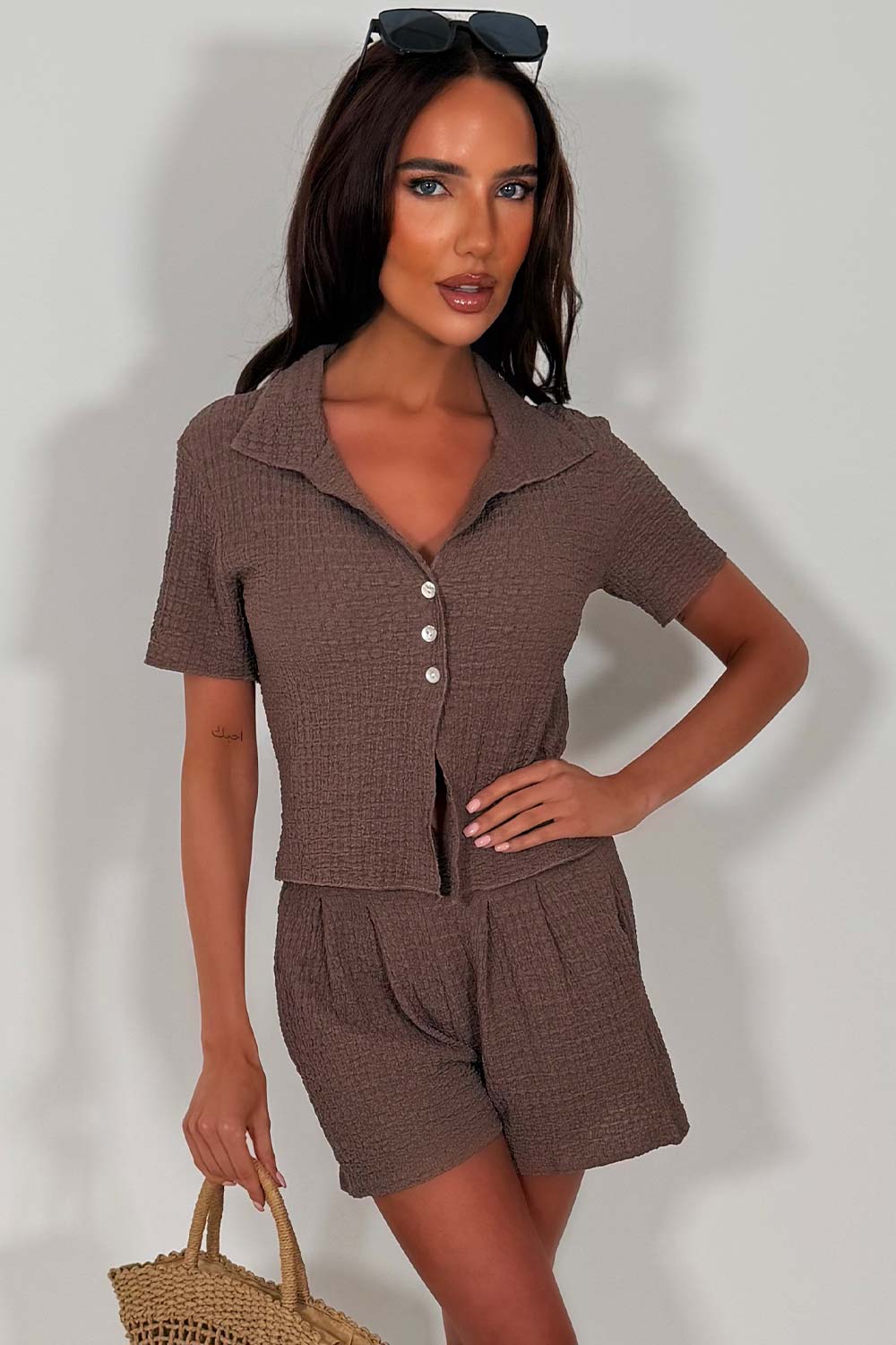 womens summer shorts and top two piece co ord holiday travel outfit styledup 