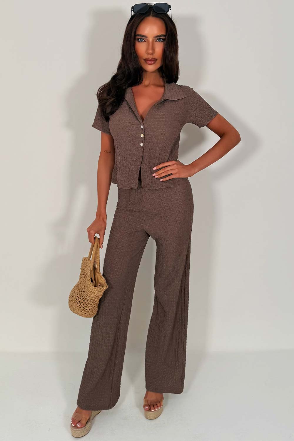 zara womens straight leg trousers and top two piece co ord set styledup zara uk