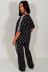womens black polka dot tracksuit lounge set sale uk styledup