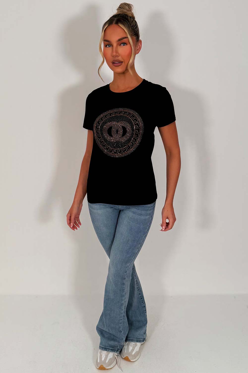 diamante rhinestone black baby tee shirt styledup fashion