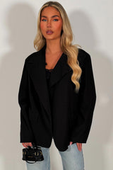 zara womens asymmetric tailored jacket cross over blazer black styledup uk