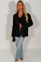 zara womens cross over blazer asymmetric tailored jacket black styledup uk