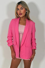 ruched sleeve blazer jacket for womens 