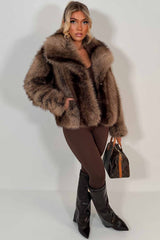 zara womens fur coat with collar styledup