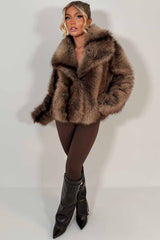 faux fur coat for womens with collar styledup