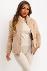 long sleeve zip through teddy jacket for womens styledup 