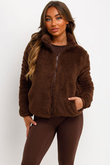 long sleeve teddy jacket for womens