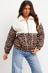 leopard print quilted teddybear jacket