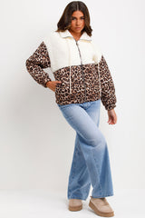 quilted leopard print jacket with teddybear shoulders