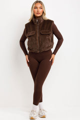 womens crop teddy gilet 