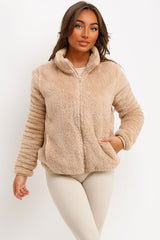 long sleeve teddy jacket for womens