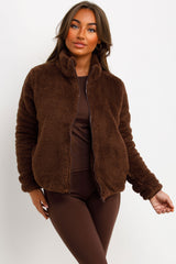 zip up teddy bear jacket womens