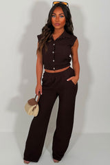 zara womens top and straight leg trousers co ord set summer holiday outfit