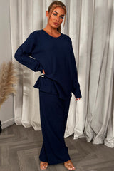 gold buckle long sleeve top and trousers co ord set christmas party outfit styledup