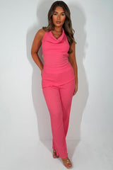 halter neck top and trousers two piece co ord set womens holiday outfit zara uk