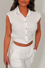 womens straight leg trousers and button up top two piece matching outfit set styledup zara uk