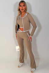 zip up sports jacket crop top and scrunch bum flare trousers 3 piece set lululemon uk