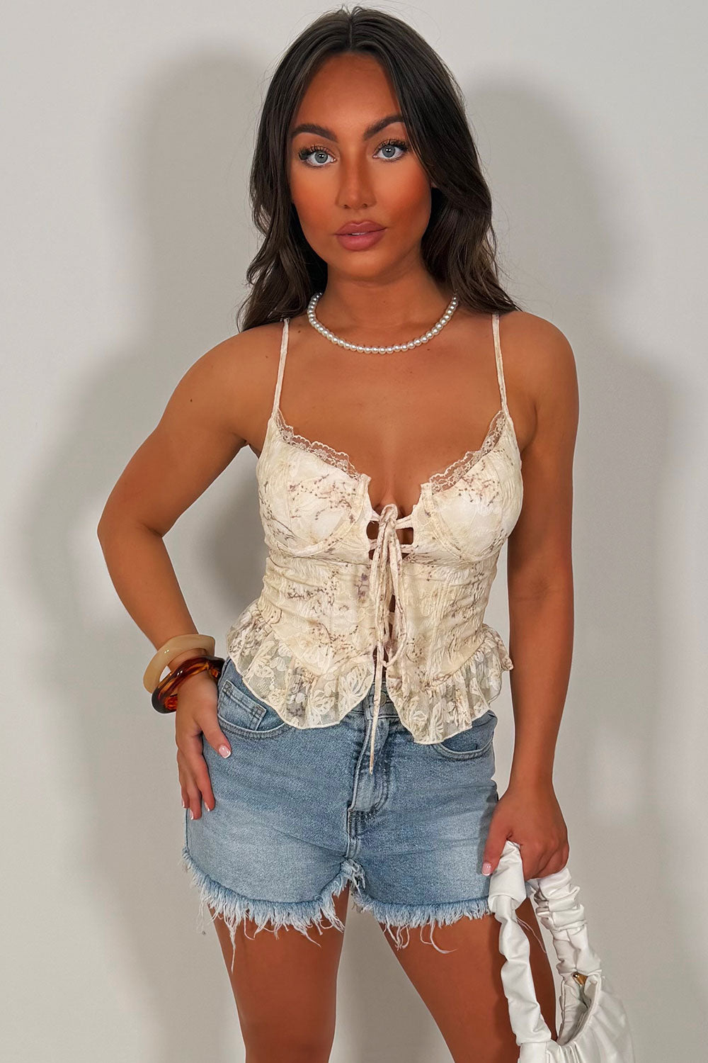 floral ruffle frilly hem cupped top occasion outfit for summer