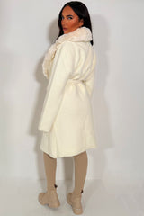 faux fur cuff faux fur collar long belted coat styledup 