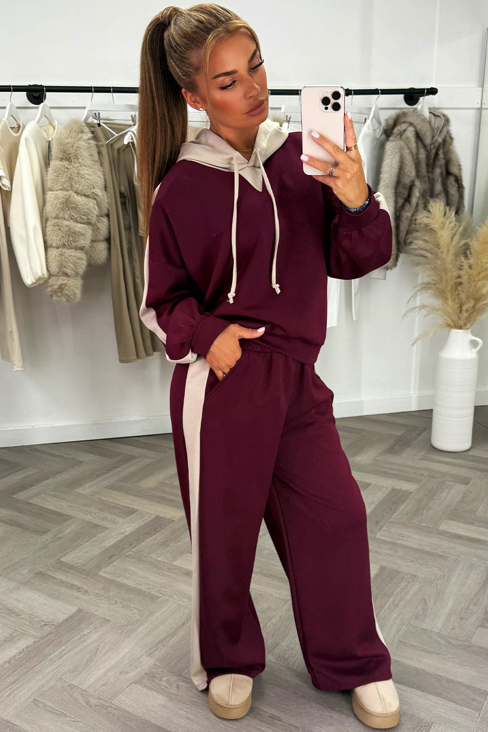 womens tracksuit with contrast detail loungewear co ord set styledup