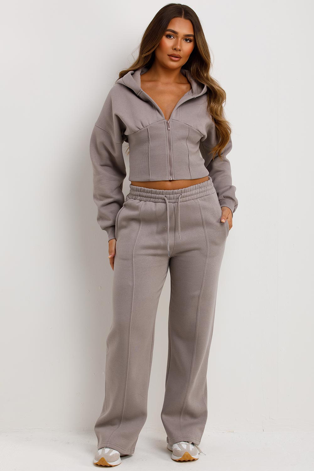 womens joggers and crop corset hoodie everyday tracksuit set styledup fashion