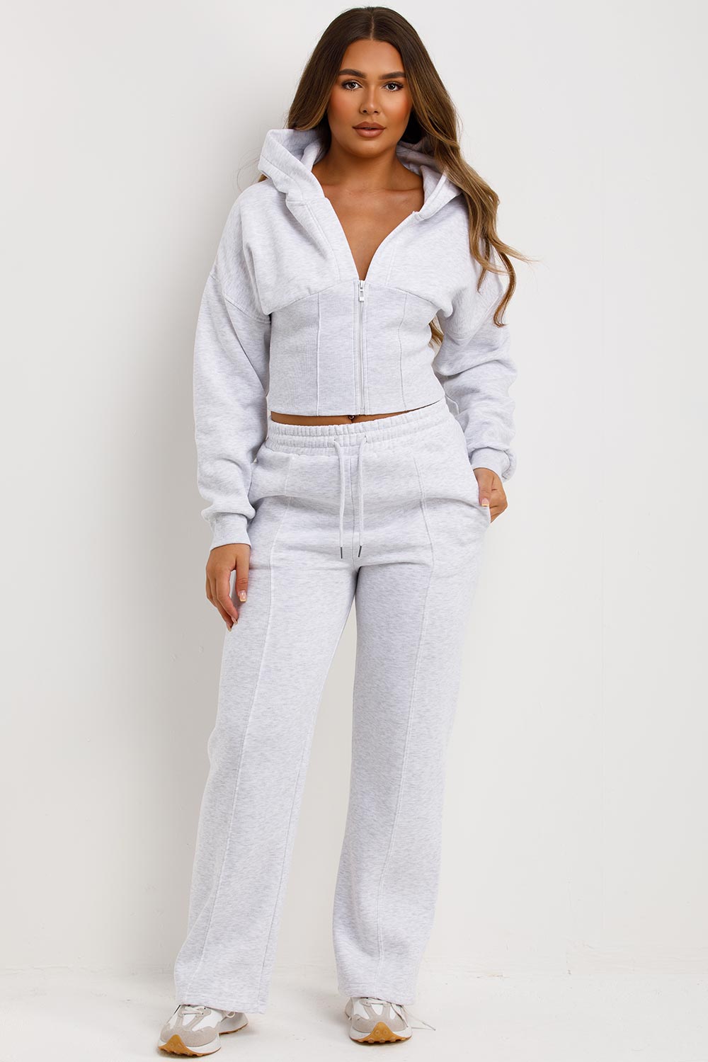 womens joggers and crop corset hoodie everyday tracksuit set styledup fashion