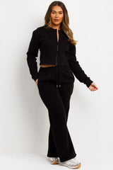 joggers and corset crop zip through sweatshirt tracksuit co ord womens airport travelling outfit set styledup 