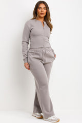 joggers and corset crop zip through sweatshirt tracksuit co ord womens airport travelling outfit set styledup 
