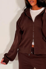 womens double zip drop shoulder oversized hoodie and wide leg joggers two piece tracksuit co ord set styledup casual lounge set zara womens