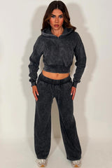 womens loungewear acid wash crop tracksuit co ord set airport outfit styledup