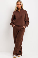 womens half zip sweatshirt and straight leg joggers tracksuit lounges set airport outfit