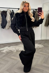 faux fur hoodie and joggers two piece co ord loungewear set for winter styledup uk sale