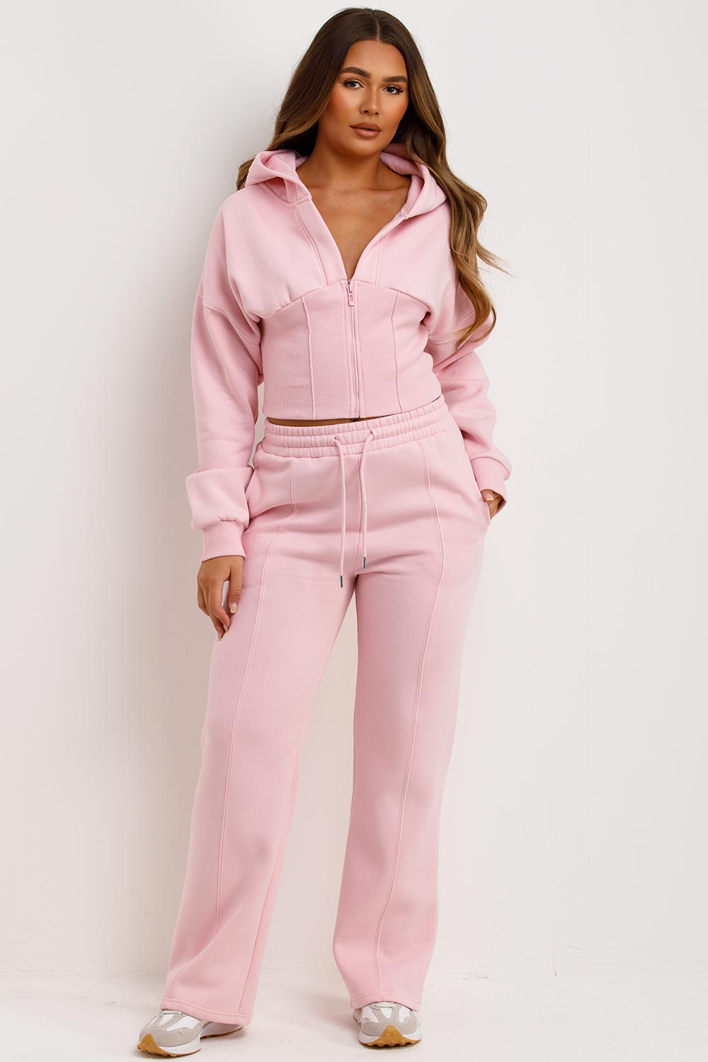 corset hoodie and joggers tracksuit co rod set for womens styledup
