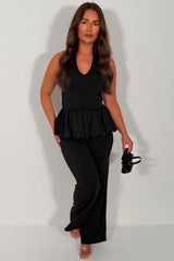 womens wide leg trousers and halterneck top co ord set styledup uk