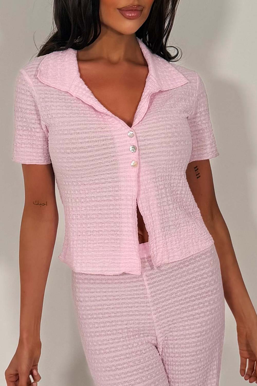 womens straight leg trousers and short sleeve top two piece matching outfit set styledup zara uk