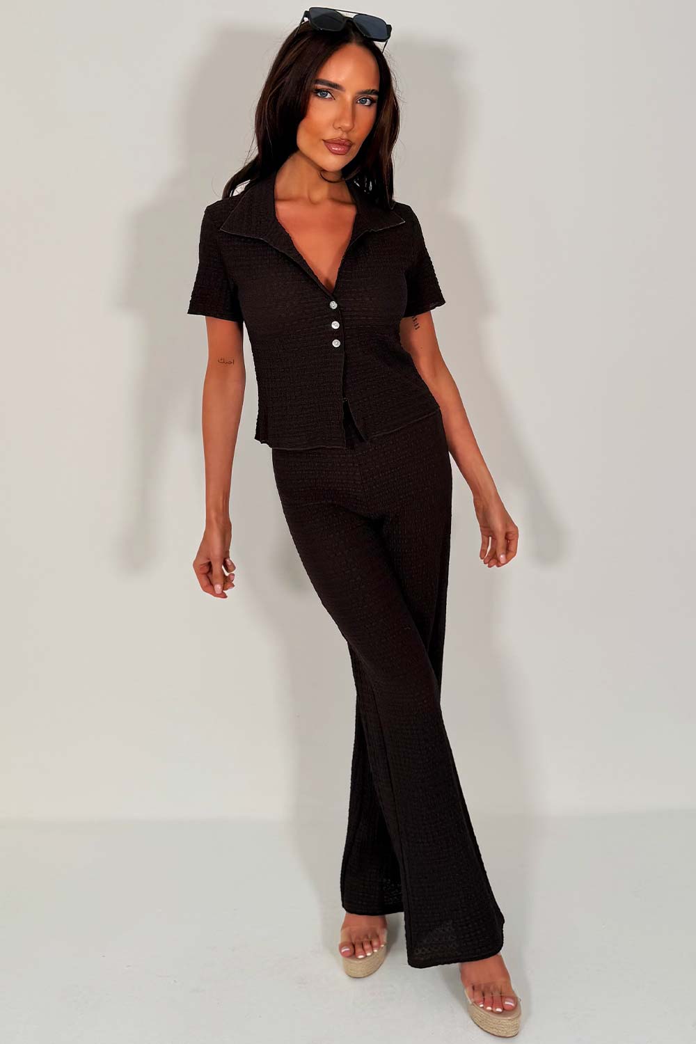 zara womens top and straight leg trousers co ord set summer holiday outfit