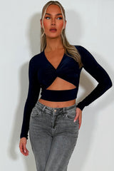long sleeve cut out twist front festival top