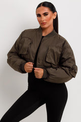 bomber jacket with pockets cropped