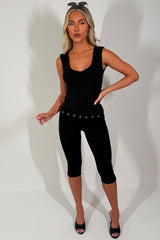 womens capri trousers and top co ord set with foldover eyelet detail summer holiday festival outfit styledup edikted uk