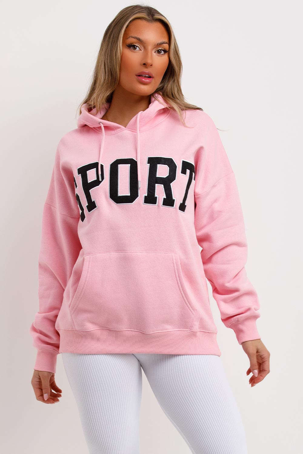 pink sport hoodie oversized sweatshirt womens
