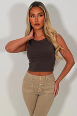 sleeveless crop top double layered