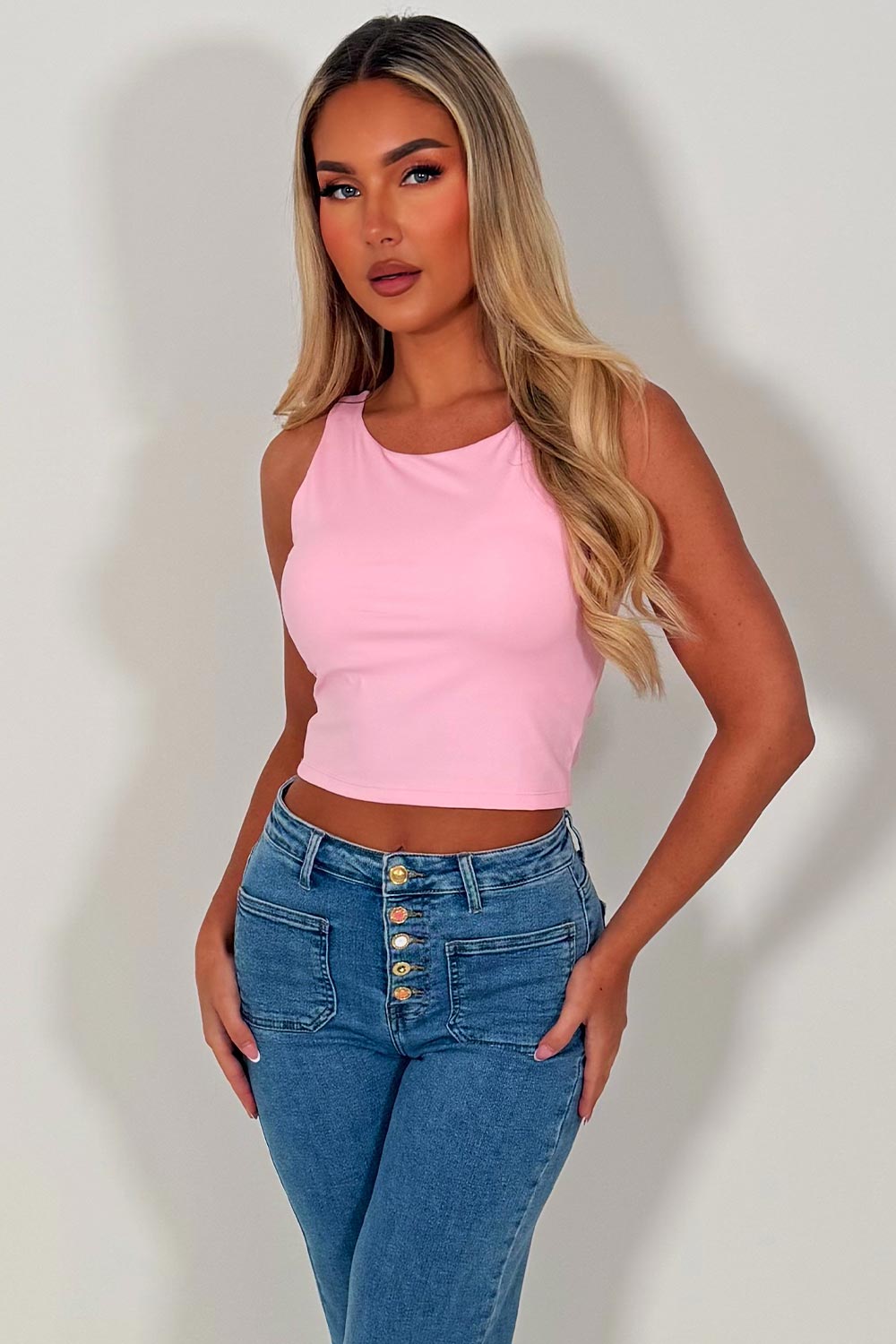 double layered sleeveless crop top for summer festival everyday use styledup uk 