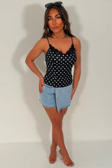 lace trim polka dot top whitefox styledup uk 